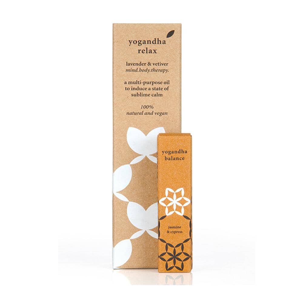 yogandha relax body oil and balance roll-on gift set